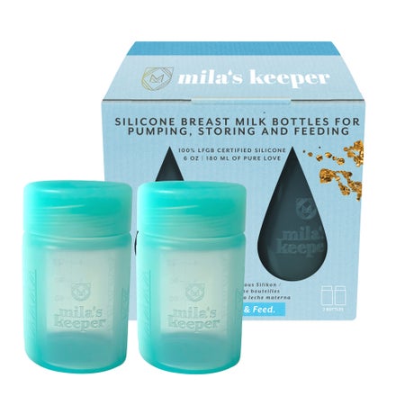 Breast Milk Storage Container with Wide Neck Mila's Keeper 6 oz. Silicone Ocean Mist