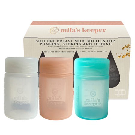 Breast Milk Storage Container with Wide Neck Mila's Keeper 6 oz. Silicone Multi-Color
