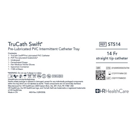 Intermittent Catheter Tray TruCath Swift® Urethral 14 Fr. Without Balloon PVC