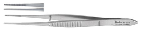 Eye Dressing Forceps Miltex® 4 Inch Length OR / Surgical Grade German Stainless Steel NonSterile NonLocking Thumb Handle Straight Serrated Tips