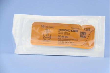 Nonabsorbable Suture with Needle Ethibond Excel® Polyester RB-1 1/2 Circle Taper Point Needle Size 5-0 Braided