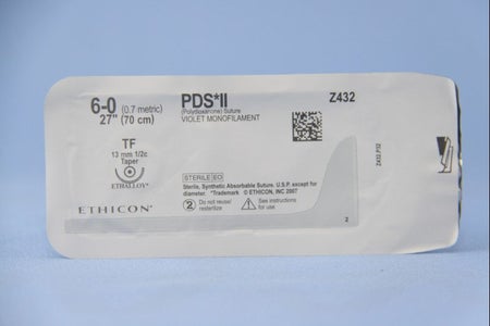 Absorbable Suture with Needle PDS™ II Polydioxanone TF 1/2 Circle Taper Point Needle Size 6-0 Monofilament