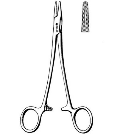 Needle Holder Mayo-Hegar 6 Inch Length Straight Serrated Tip Finger Ring Handle