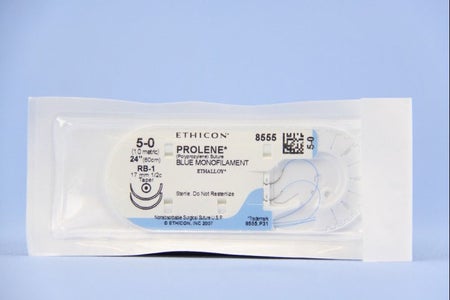 Nonabsorbable Suture with Needle Prolene™ Polypropylene RB-1 1/2 Circle Taper Point Needle Size 5-0 Monofilament
