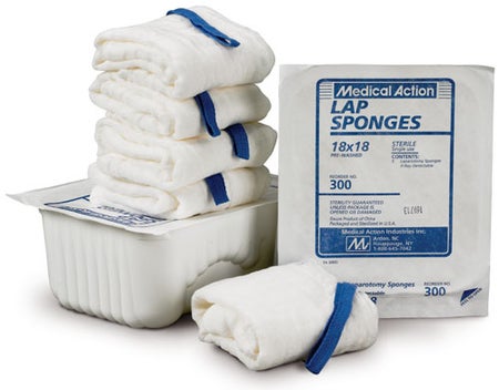 Surgical Laparotomy Sponge Cotton 18 X 18 Inch 5 Count Rigid Tray Sterile