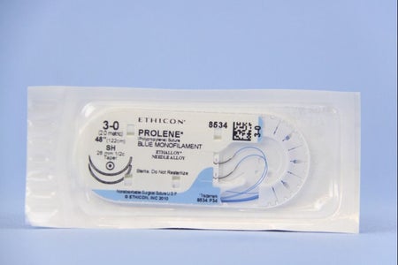 Nonabsorbable Suture with Needle Prolene™ Polypropylene SH 1/2 Circle Taper Point Needle Size 3-0 Monofilament