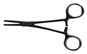 Mosquito Forceps 4-3/4 Inch Length Floor / Office Grade Nickel Plated Stainless Steel Sterile Locking Finger Ring Handle Curved Serrated Tips