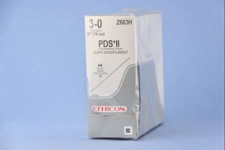 Absorbable Suture with Needle PDS™ II Polydioxanone KS Straight Reverse Cutting Needle Size 3-0 Monofilament