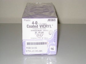 Absorbable Suture with Needle Coated Vicryl™ Polyglactin 910 PS-4C 1/2 Circle - Compound Curve Precision Reverse Cutting Needle Size 4-0 Braided