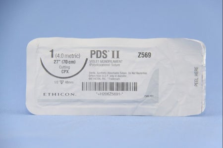 Absorbable Suture with Needle PDS™ II Polydioxanone CPX 1/2 Circle Reverse Cutting Needle Size 1 Monofilament