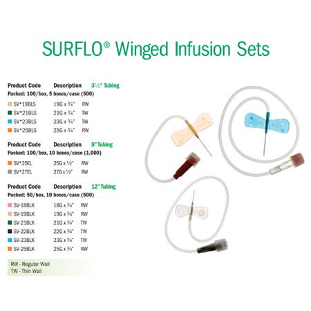 Infusion Set Surflo® 23 Gauge 3/4 Inch 12 Inch Tubing Without Port