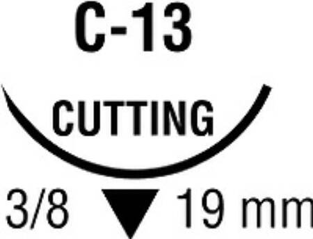 Absorbable Suture with Needle Maxon™ Polyglyconate C-13 3/8 Circle Reverse Cutting Needle Size 3-0 Monofilament