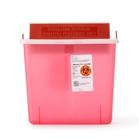 Sharps Container In-Room™ Translucent Red Base 11 H X 10-3/4 W X 4-3/4 D Inch Horizontal Entry 1.25 Gallon