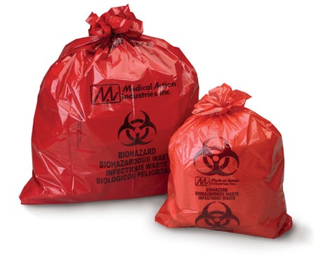 Biohazard Waste Bag Biohazard Symbol / Biohazardous Waste / Infectious Waste 30 gal. Red 30-1/2 X 41 Inch