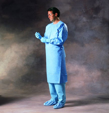 Protective Procedure Gown Large Blue NonSterile Not Rated Disposable