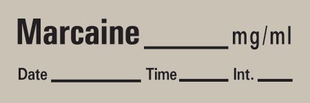 Drug Label Timemed Anesthesia Label Tape Marcaine_mg/mL Date_Time_Int Gray 1/2 X 1-1/2 Inch