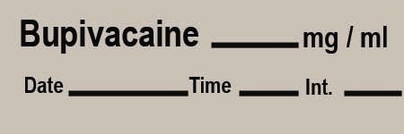 Drug Label Timemed Anesthesia Label Tape Bupivacaine_mg/mL Date_Time_Int_ Gray 1/2 X 1-1/2 Inch