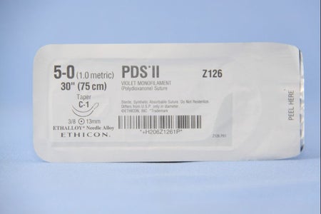 Absorbable Suture with Needle PDS™ II Polydioxanone C-1 3/8 Circle Taper Cutting Needle Size 5-0 Monofilament