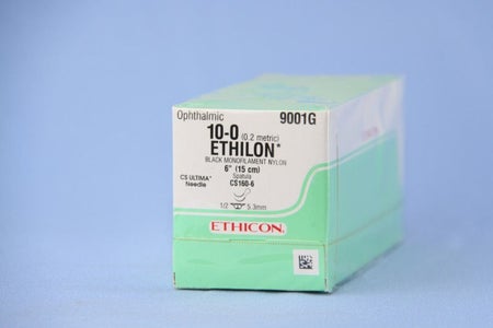 Nonabsorbable Suture with Needle Ethilon™ Polyamide CS160-6 1/2 Circle Ophthalmic Spatula Needle Size 10-0 Monofilament