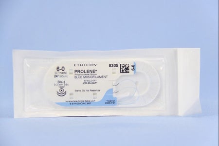 Nonabsorbable Suture with Needle Prolene™ Polypropylene BV-1 3/8 Circle Taper Point Needle Size 6-0 Monofilament