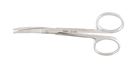 Iris Scissors Miltex® Knapp 4 Inch Length OR / Surgical Grade German Stainless Steel NonSterile Finger Ring Handle Curved Blunt Tip / Blunt Tip
