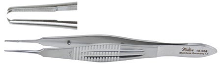 Suture Forceps Miltex® Castroviejo 4 Inch Length OR / Surgical Grade German Stainless Steel NonSterile NonLocking Thumb Handle Straight 1 X 2 Teeth