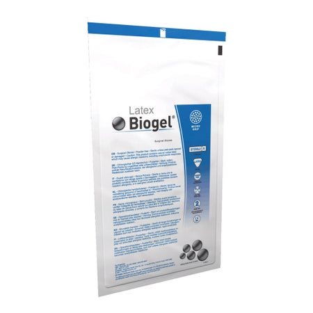 Surgical Glove Biogel® M Size 7.5 50 Pairs per Box Sterile Latex Standard Cuff Length Micro-Textured Straw Not Chemo Approved