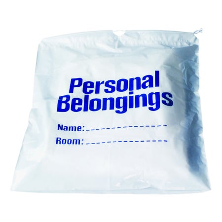 Patient Belongings Bag 17 X 20 Inch Plastic Drawstring Closure White