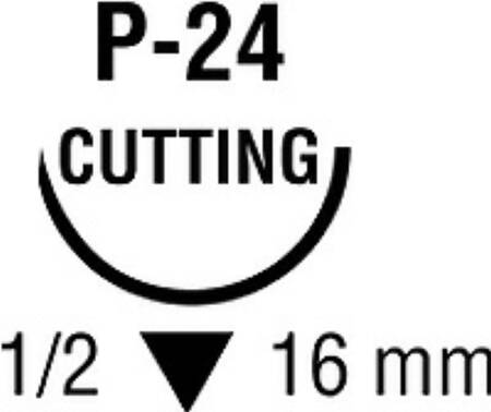 Nonabsorbable Suture with Needle Ti-Cron™ Polyester P-24 1/2 Circle Reverse Cutting Needle Size 2-0 Braided
