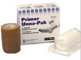 Unna Boot / Self Adherent Bandage Primer® Unna Pack Zinc Oxide 3 Inch X 10 Yard / 3 Inch X 5 Yard