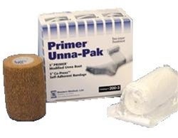 Unna Boot / Self Adherent Bandage Primer® Unna Pack Zinc Oxide 4 Inch X 10 Yard / 3 Inch X 5 Yard