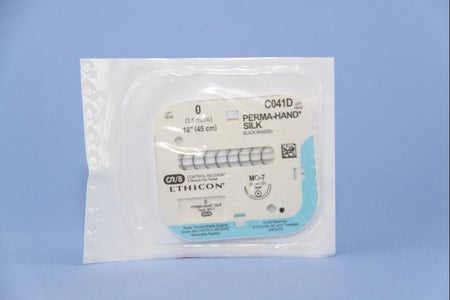 Nonabsorbable Suture with Needle Perma-Hand™ Silk MO-7 1/2 Circle Taper Point Needle Size 0 Braided