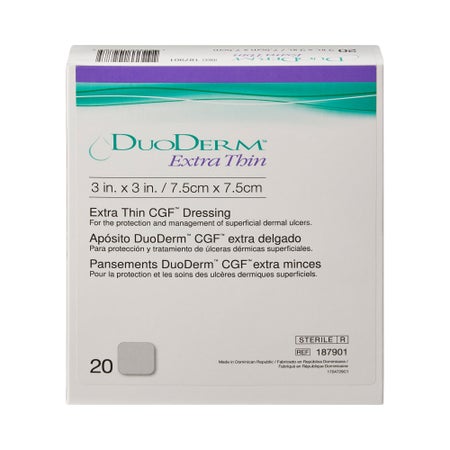 Thin Hydrocolloid Dressing DuoDERM® Extra Thin CGF® Film Backing 3 X 3 Inch Square Hydrocolloid / Film