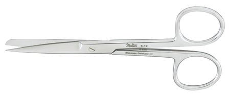 Operating Scissors Miltex® 5 Inch Length OR / Surgical Grade German Stainless Steel NonSterile Finger Ring Handle Straight Sharp Tip / Blunt Tip