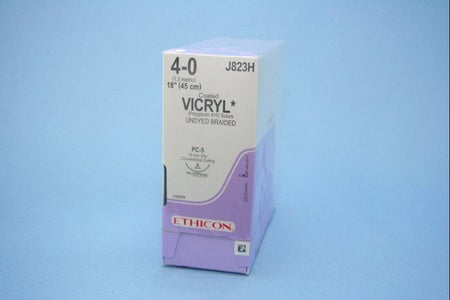 Absorbable Suture with Needle Coated Vicryl™ Polyglactin 910 PC-5 3/8 Circle Precision Conventional Cutting Needle Size 4-0 Braided