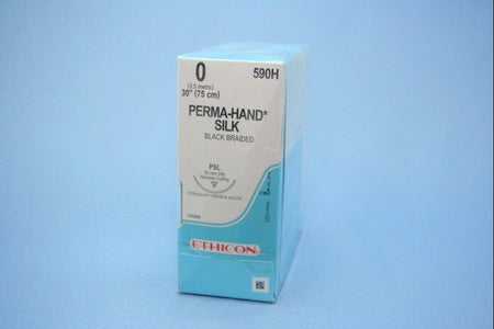 Nonabsorbable Suture with Needle Perma-Hand™ Silk PSL 3/8 Circle Reverse Cutting Needle Size 0 Braided