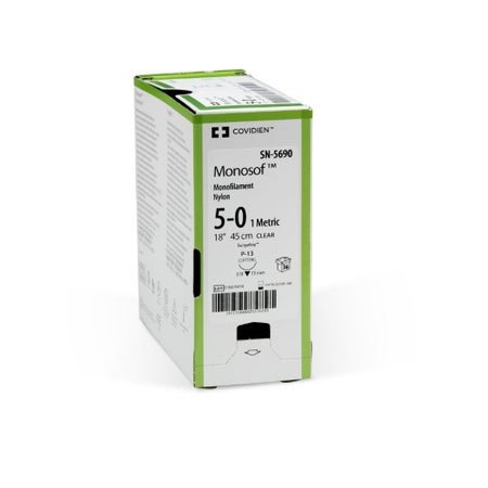 Nonabsorbable Suture with Needle Monosof™ Nylon C-17 3/8 Circle Reverse Cutting Needle Size 2-0 Monofilament