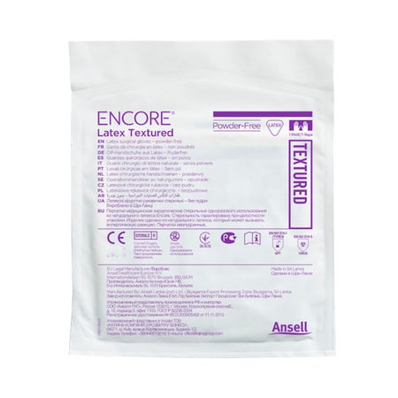 Surgical Glove ENCORE® Latex Textured Size 6 50 Pairs per Box Sterile Latex Standard Cuff Length Fully Textured Ivory Chemo Tested