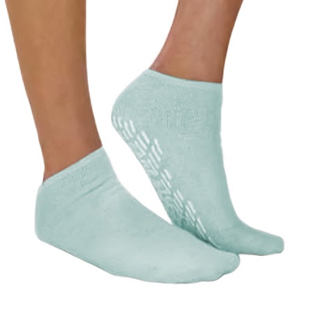 Slipper Socks Care-Steps® Unisex Adult / Child Small Single Tread Single Patient Use Moss Green