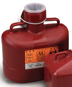 Sharps Container Sharps® Red Base 11 H X 12 W X 9 D Inch Vertical Entry 3 Gallon