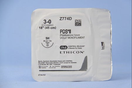 Absorbable Suture with Needle PDS™ II Polydioxanone SH 1/2 Circle Taper Point Needle Size 3-0 Monofilament