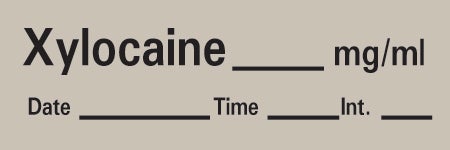 Drug Label Timemed Anesthesia Label Xylocaine_mg/mL Date_Time_Int_ Gray 1/2 X 1-1/2 Inch