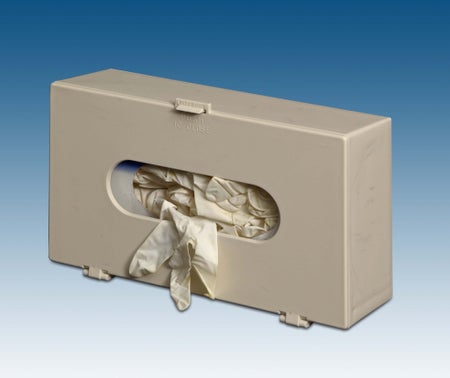 Glove Box Holder Horizontal or Vertical Mounted 1-Box Capacity Beige 4 X 7 X 11-3/4 Inch Plastic