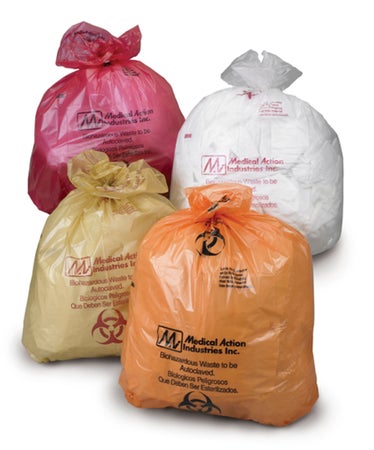 Autoclavable Biohazard Waste Bag Biohazard Symbol / Biohazardous Waste to be Autoclaved 7 to 10 gal. Red 19 X 24 Inch