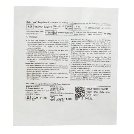 IV Extension Set Rate Flow® Standard Bore 18 Inch Tubing Without Filter