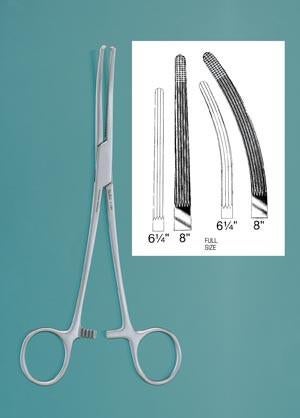Hemostatic Forceps Miltex® Rochester-Pean 8 Inch Length OR / Surgical Grade German Stainless Steel NonSterile Locking Finger Ring Handle Curved Serrated Tips
