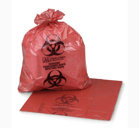 Biohazard Waste Bag Biohazard Symbol / Biohazardous Waste / Infectious Waste 40 to 45 gal. Red 40 X 48 Inch