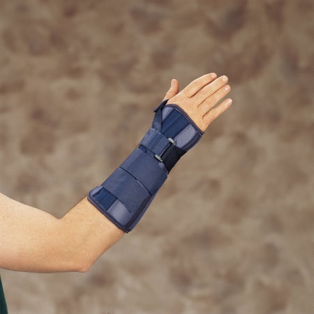 Wrist / Forearm Brace DeRoyal® Metal / Tietex Right Hand Black / Blue Small