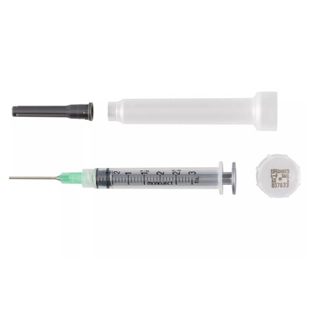 Cannula with Syringe Monoject Lifeshield* Blunt Tip 3 mL 18 Gauge 1 Inch Length