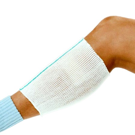 Elastic Net Retainer Dressing X-Span® Tubular White / Gold Polyester / Spandex Size 1 8 Yard Length Medium Finger / Toe NonSterile